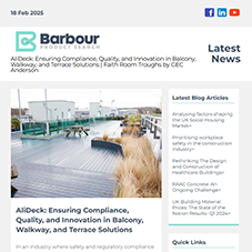 Latest News From Barbour Product Search:  AliDeck: Ensuring Compliance, Quality, and Innovation in Balcony, Walkway, and Terrace Solutions |  Faith Room Troughs by GEC Anderson